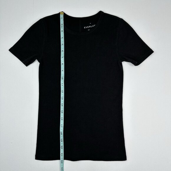 Everlane‎ Women's Black The Ribbed Supima Cotton Crew Neck Tee XS/C26 - Picture 9 of 12